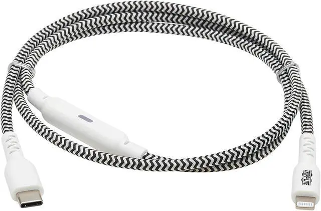 Alt view image 2 of 6 - Tripp Lite M102-003-HD-SL Heavy-Duty USB-C to Lightning Sync/Charge Cable with Status LED - MFi Certified, M/M, USB 2.0, 3 ft.