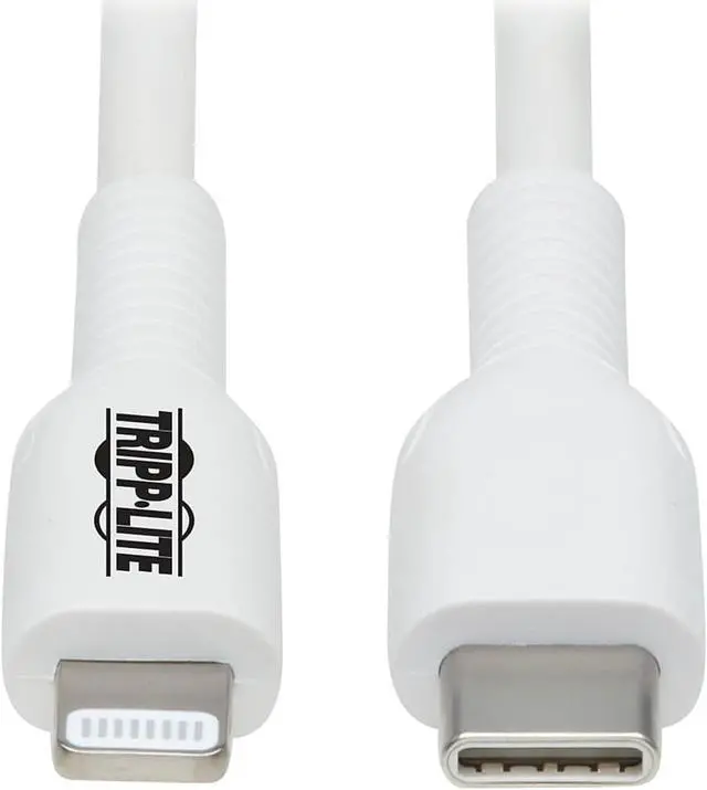 Main image of Tripp Lite M102AB-01M-WH Safe-IT USB-C to Lightning Sync/Charge Antibacterial Cable (M/M), MFi Certified, White, 1 m (3.3 ft.)