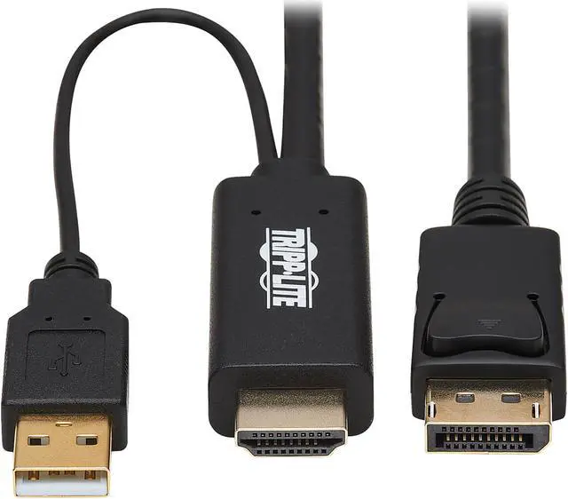 Main image of Tripp Lite P567-02M HDMI to DisplayPort Active Adapter Cable (M/M) - 4K, USB Power, Black, 2 m (6.6 ft.)