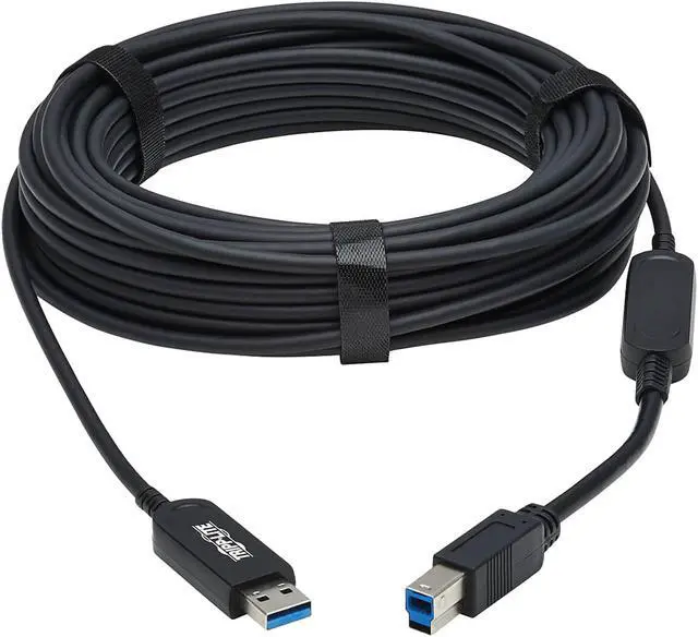 Alt view image 2 of 6 - Tripp Lite U328F-15M Black USB 3.2 Gen 1 Plenum-Rated Fiber Active Optical Cable (AOC) - A/B M/M, 15 m