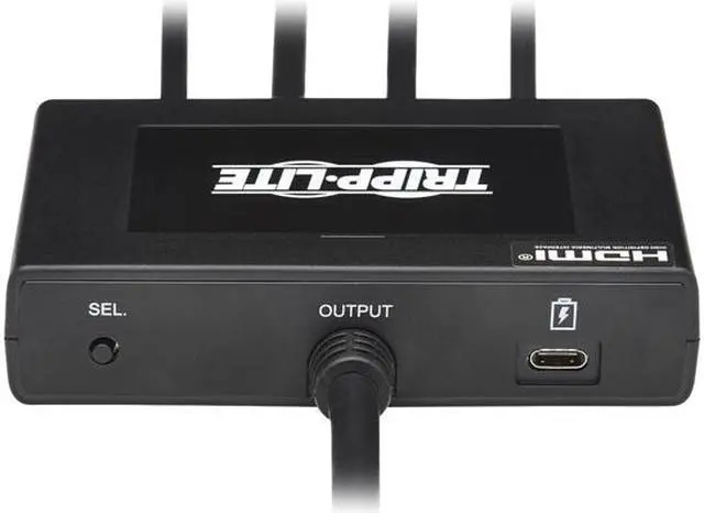 Alt view image 7 of 8 - 4-Port Presentation Adapter, 4K 60 Hz (4:4:4) HDMI, DP, USB-C and 1080p VGA to HDMI, Built-In Cables