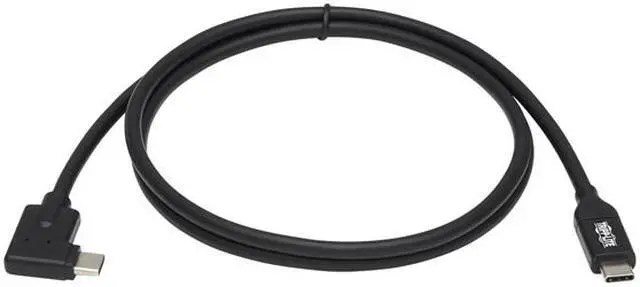 Alt view image 2 of 5 - USB-C Cable (M/M) - USB 3.2 Gen 1, Thunderbolt 3, 60W PD Charging, Right-Angle Plug, Black, 1 m (3.3 ft.)