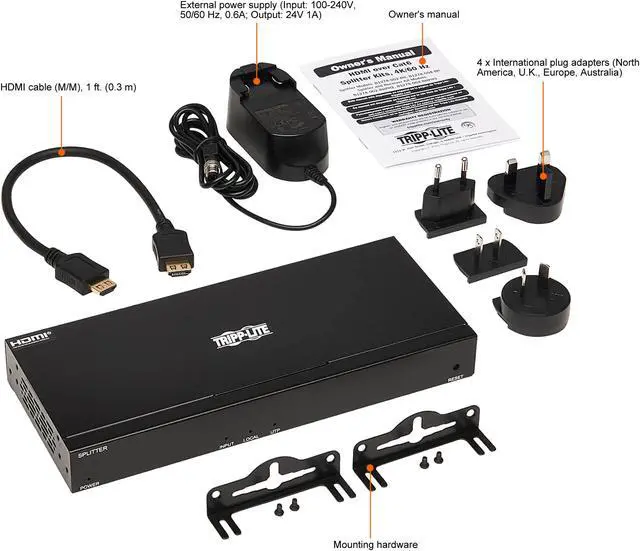Alt view image 10 of 10 - HDMI Over Cat6 Splitter 4-Port 4K60Hz HDR 4:4:4 PoC HDCP 2.2 TAA