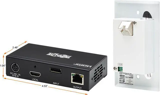 Alt view image 8 of 10 - DisplayPort to HDMI Over Cat6 Extender Kit w Wall Plate Receiver