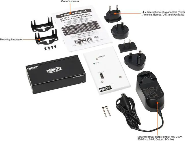 Alt view image 10 of 10 - DisplayPort to HDMI Over Cat6 Extender Kit w Wall Plate Receiver
