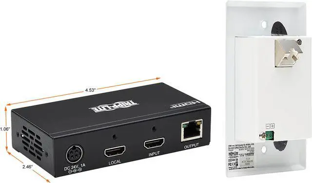 Alt view image 6 of 10 - HDMI Over Cat6 Extender Kit w Wall Plate Receiver 4K60Hz HDR PoC