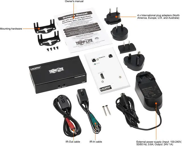 Alt view image 10 of 10 - HDMI Over Cat6 Extender Kit w Wall Plate Receiver 4K60Hz HDR PoC