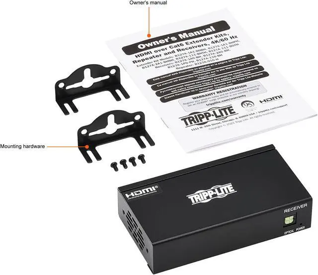 Alt view image 10 of 10 - HDMI Over Cat6 Receiver 4K60Hz HDR 4:4:4 PoC HDCP 2.2 230ft TAA