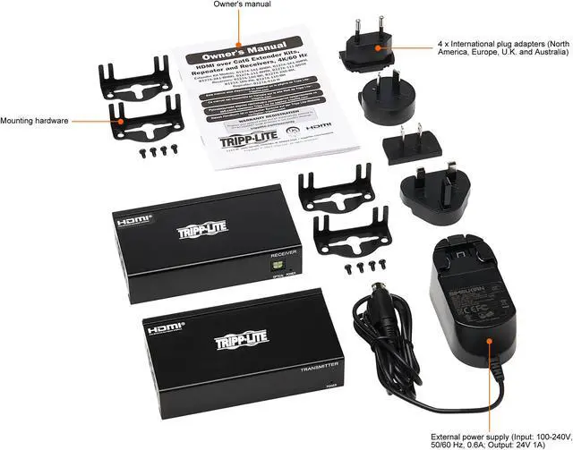 Alt view image 10 of 10 - HDMI Over Cat6 Extender Kit Transmitter/Receiver 4K60Hz HDR PoC