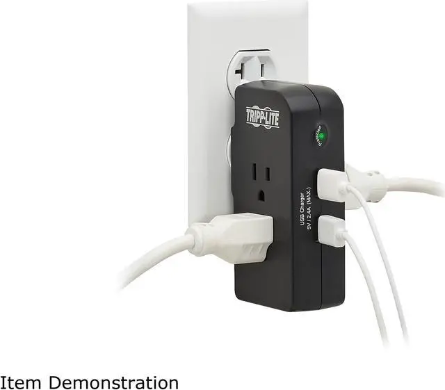 Alt view image 8 of 8 - Safe-IT Surge Protector 3-Outlet 2 USB Ports 5-15P Antimicrobial