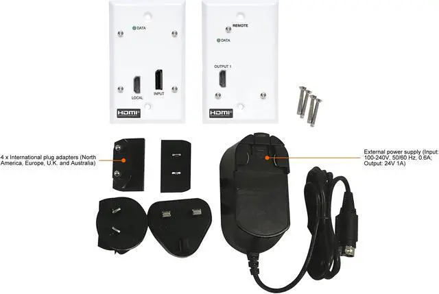 Alt view image 4 of 4 - DisplayPort to HDMI Over Cat6 Extender Kit Wall Plate 4K 60Hz PoC