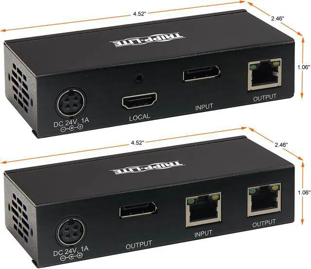 Alt view image 3 of 7 - DisplayPort Over Cat6 Extender Kit Transmitter Receiver 4K PoC