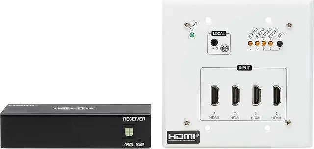 Alt view image 2 of 10 - HDMI Over Cat6 Extender Switch Kit 4-Port Wall Plate/Box 4K PoC