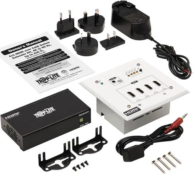 Alt view image 9 of 10 - HDMI Over Cat6 Extender Switch Kit 4-Port Wall Plate/Box 4K PoC