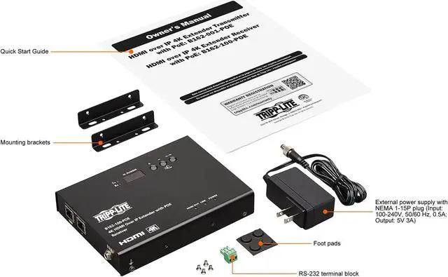 Alt view image 8 of 8 - HDMI Over IP Receiver Transmitter 4K 4:4:4 PoE 328ft 100M