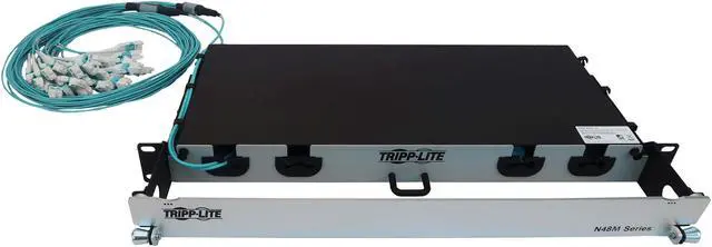 Alt view image 4 of 4 - Preloaded Fiber Panel 2x 12x LC/LC 24F Trunk Cables OM4 MMF 10M