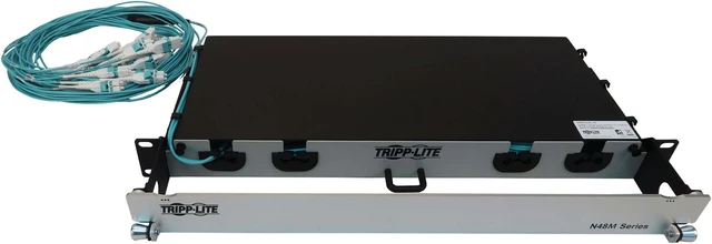 Alt view image 4 of 8 - Preloaded Fiber Panel 2x 12x LC/LC 24F Trunk Cables OM4 MMF 20M
