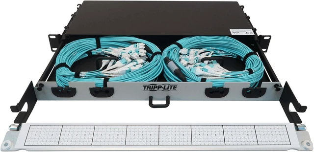 Alt view image 5 of 8 - Preloaded Fiber Panel 2x 12x LC/LC 24F Trunk Cables OM4 MMF 20M