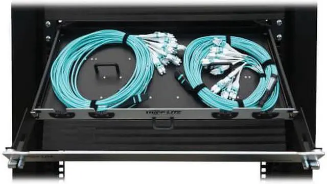 Alt view image 5 of 5 - Preloaded Fiber Panel 2x 24F MTP/MPO to 12x LC F/M OM4 MMF 10M