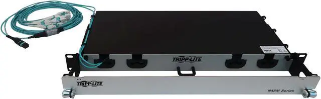 Alt view image 4 of 5 - Preloaded Fiber Panel 2x 24F MTP/MPO to 12x LC F/M OM4 MMF 10M