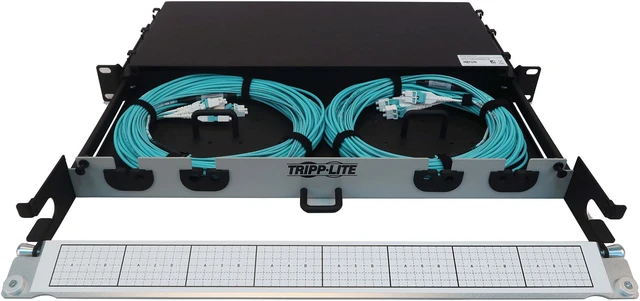 Alt view image 3 of 4 - Preloaded Fiber Panel 1U 2x12F MTP/MPO-PC to LC F/M OM4 MMF 20M