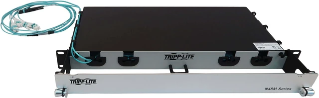 Alt view image 4 of 4 - Preloaded Fiber Panel 1U 2x12F MTP/MPO-PC to LC F/M OM4 MMF 20M
