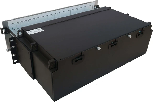 Alt view image 2 of 7 - Preloaded Fiber Panel 3U 24x12F MTP/MPO-PC 4xLC F/F OM4 MMF 10M