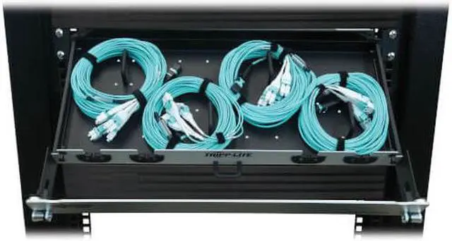 Alt view image 5 of 8 - Preloaded Fiber Panel 1U 4x12F MTP/MPO-PC 4x LC F/M OM4 MMF 10M