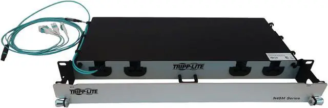 Alt view image 4 of 8 - Preloaded Fiber Panel 1U 4x12F MTP/MPO-PC 4x LC F/M OM4 MMF 10M