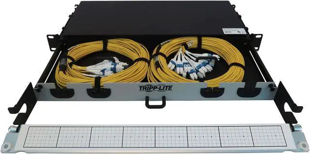 Alt view image 3 of 8 - Preloaded Fiber Panel 1U 2x24F MTP/MPO-AC 12xLC F/M OS2 SMF 20M