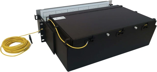 Alt view image 5 of 9 - Preloaded Fiber Panel 3U 24x12F MTP/MPO-APC 4xLC F/F OS2 SMF 10M