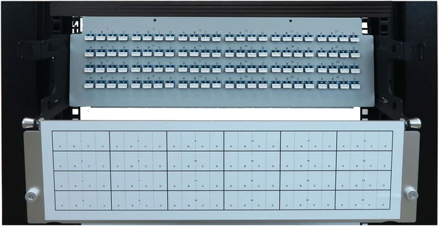Alt view image 7 of 9 - Preloaded Fiber Panel 3U 24x12F MTP/MPO-APC 4xLC F/F OS2 SMF 10M