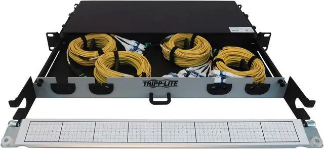 Alt view image 3 of 4 - Preloaded Fiber Panel 1U 6x 4x LC/LC M/M 8F Trunk OS2 SMF 10M
