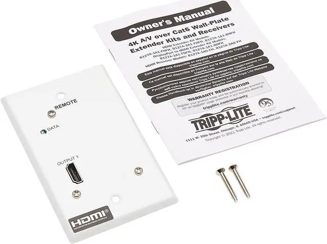 Alt view image 8 of 8 - HDMI Over Cat6 Receiver 1-Port Wall Plate 4K 60Hz HDR 4:4:4 PoC