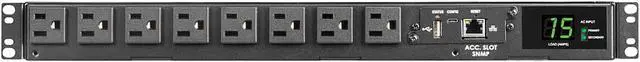 Alt view image 4 of 7 - Tripp Lite PDU ATS/Monitored 120V 1.44kW 15A 8 5-15R Dual 5-15P 12ft Cords