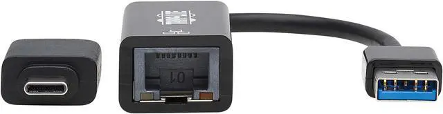 Alt view image 3 of 8 - Tripp Lite USB C USB-A to RJ45 Gigabit Ethernet Network Adapter 2xM/F Black