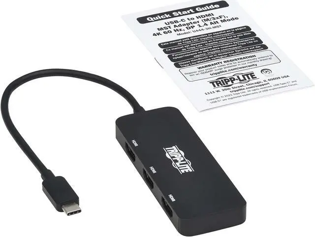 Alt view image 8 of 8 - Tripp Lite USB C Adapter Triple Display 4K60Hz HDMI HDR 4:4:4 HDCP2.2 Black