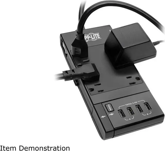 Alt view image 6 of 8 - TRIPP LITE Safe-IT Surge Protector 6Outlet 4 Retractable USB Ports 8ft Cord