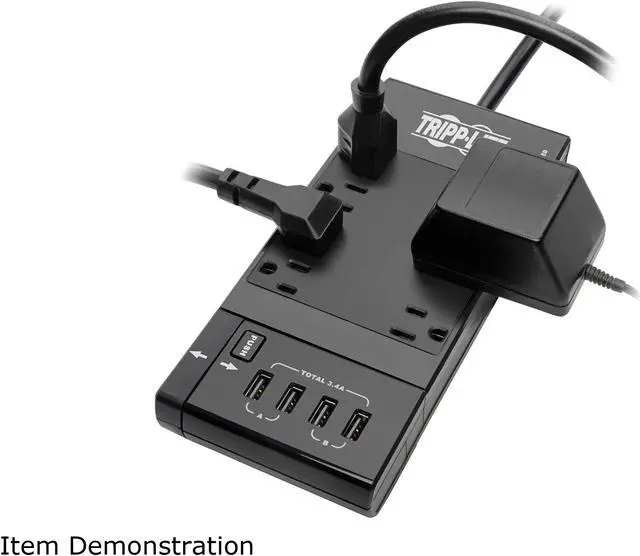 Alt view image 7 of 8 - TRIPP LITE Safe-IT Surge Protector 6Outlet 4 Retractable USB Ports 8ft Cord
