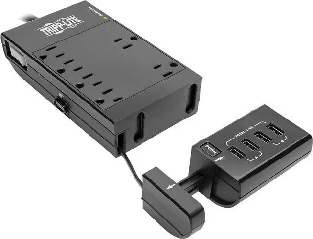 Alt view image 5 of 8 - TRIPP LITE Safe-IT Surge Protector 6Outlet 4 Retractable USB Ports 8ft Cord