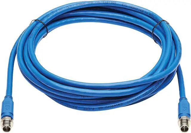 Alt view image 2 of 4 - Tripp Lite M12 X-Code Cat6a Shielded Ethernet Cable, 10G F/UTP CMR-LP (M/M), IP68, 60W Power over Ethernet, Blue, 32.8 Feet / 10 Meters (NM12-6A1-10M-BL)