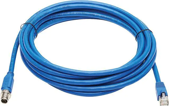 Alt view image 2 of 5 - Tripp Lite M12 X-Code Cat6a Shielded Ethernet Cable, M12/RJ45 Cable, 10G F/UTP CMR-LP (M/M), IP68, 60W Power over Ethernet, Blue, 32.8 Feet / 10 Meters (NM12-6A2-10M-BL)