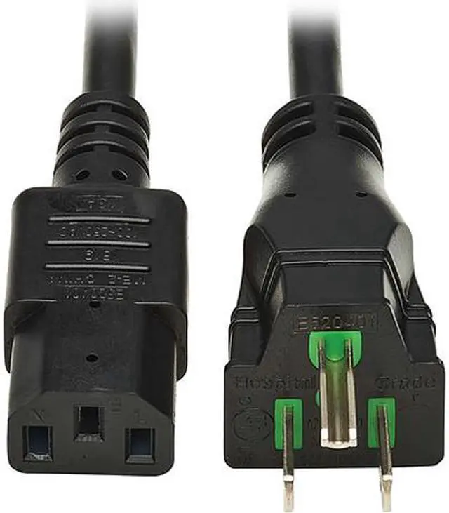 Main image of Tripp Lite Safe-IT Antibacterial Hospital-Grade Power Cord Medical, 5-15P to C13, Green Dot, 13A, 125V, 16 AWG, 15ft / 4.6M Cord (P006AB-015-HG)