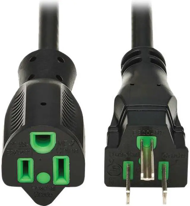 Main image of Tripp Lite Safe-IT Antibacterial Hospital-Grade Power Cord Medical Grade, 5-15P to 5-15R, Green Dot, 13A, 125V, 16 AWG, 10ft / 3.3M Cord (P022AB-010-HG)
