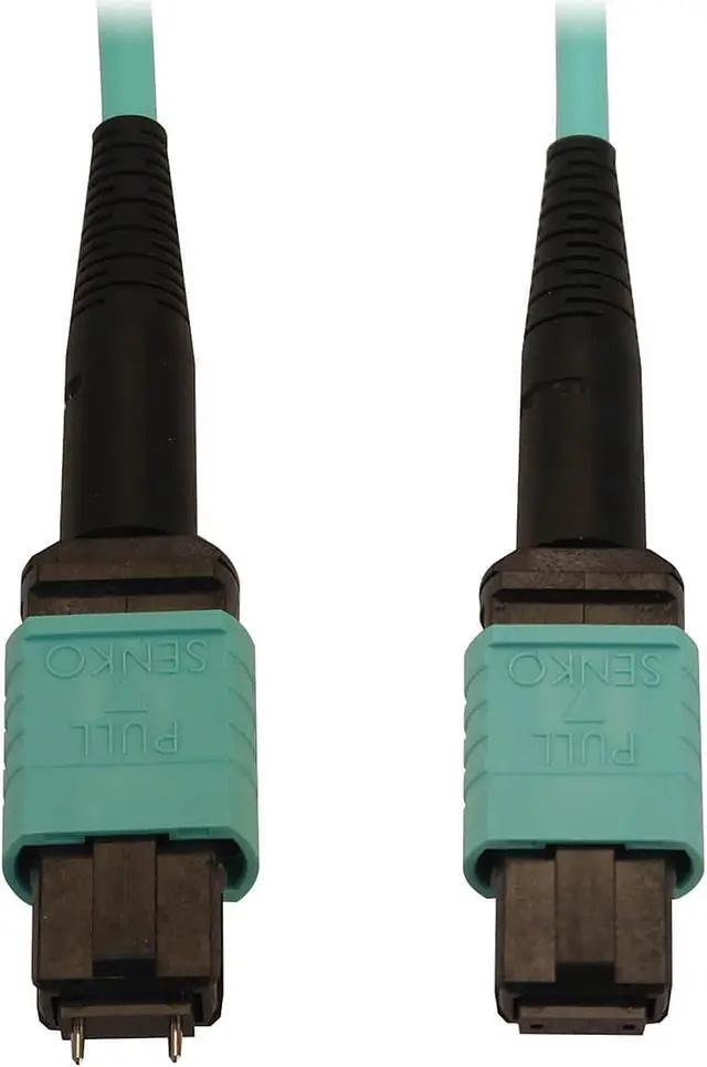 Main image of Tripp Lite Multimode Fiber Optic Cable, 50/125 OM3 MTP/MPO (M/F), 12 Fiber, 40/100/400GbE, Aqua, 5 Meters / 16.8 Feet (N842B-05M-12-MF)