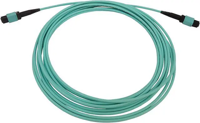 Alt view image 2 of 4 - Tripp Lite Multimode Fiber Patch Cable, 50/125 OM3 MTP/MPO (F/F), 12 Fiber, 40/100/400GbE, Aqua LSZH Jacket, 5 Meters / 16.4 Feet (N844B-05M-12-P)