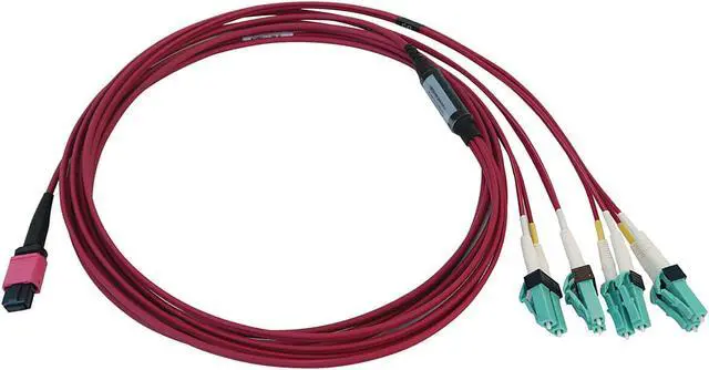 Alt view image 2 of 5 - Tripp Lite Multimode Fiber Patch Cable, 50/125 OM4 MPO to 4x Switchable LC (F/M), 12 Fiber, Magenta, LSZH Jacket, 3 Meters / 9.8 Feet (N845X-03M-8L-MG)