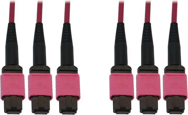 Main image of Tripp Lite Multimode Fiber Optic Cable, 50/125 OM4 MTP/MPO (3xF/3xF), 24-Strand, 40/100/400GbE, LSZH Jacket, Magenta, 10 Meters / 32.8 Feet (N858B-10M-3X8MG)