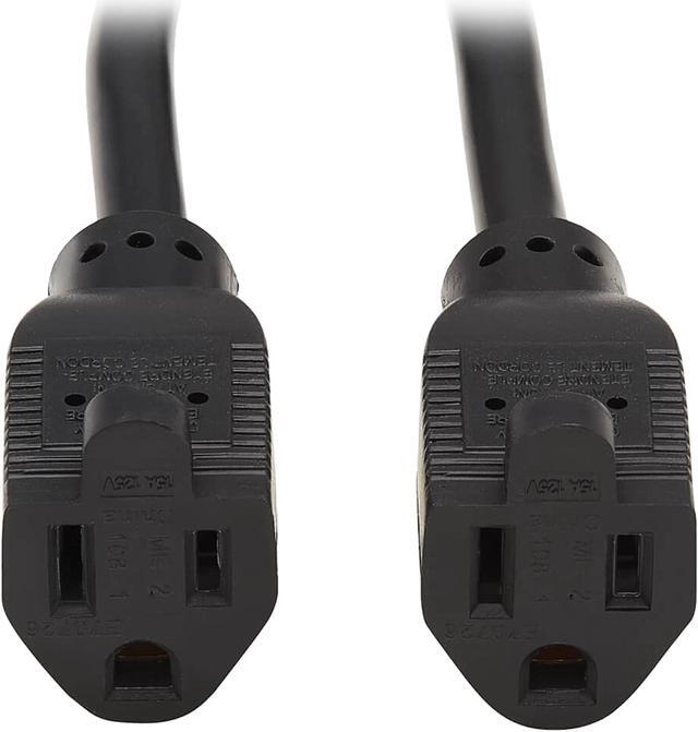 Alt view image 3 of 7 - Tripp Lite Model P024-001-2 Extension Cord Y Splitter, NEMA 5-15P to 2x NEMA 5-15R - Heavy Duty, 15A, 120V, 14 AWG, 1 ft. (0.3 m), Black