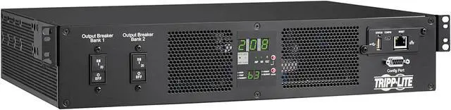 Main image of Tripp Lite PDUMNH32HVAT2 7.4kW 200-240V Single-Phase ATS/Monitored PDU - 16 C13 & 2 C19 Outlets, Dual IEC 309 32A Blue Inputs, 3 m Cords, 2U, TAA